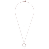 Rolo Chain Necklace with Circle Pendant and Pavé Bar in Cubic Zirconia