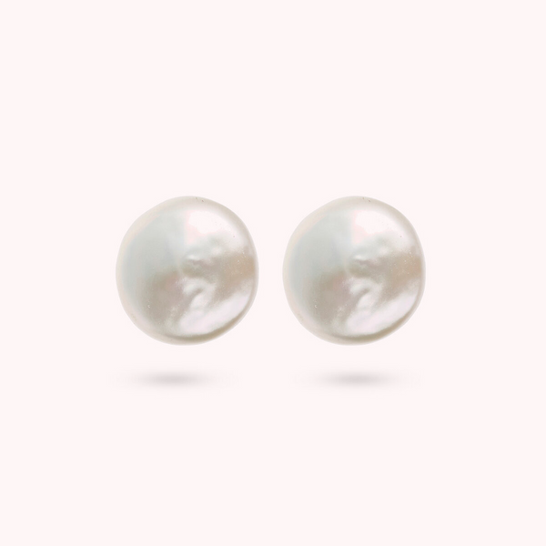 Boucles d'oreilles tiges de perles de culture d'eau douce blanches Ø 10 mm