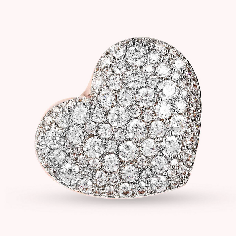 Heart Chevalier Ring with Pavé in Cubic Zirconia