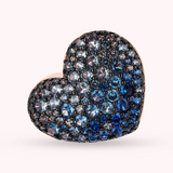 Heart Chevalier Ring with Pavé in Cubic Zirconia