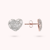 Lobe Heart Earrings with Pavé in Cubic Zirconia