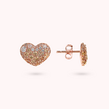 Lobe Heart Earrings with Pavé in Cubic Zirconia