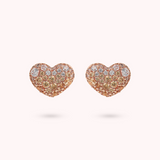 Lobe Heart Earrings with Pavé in Cubic Zirconia