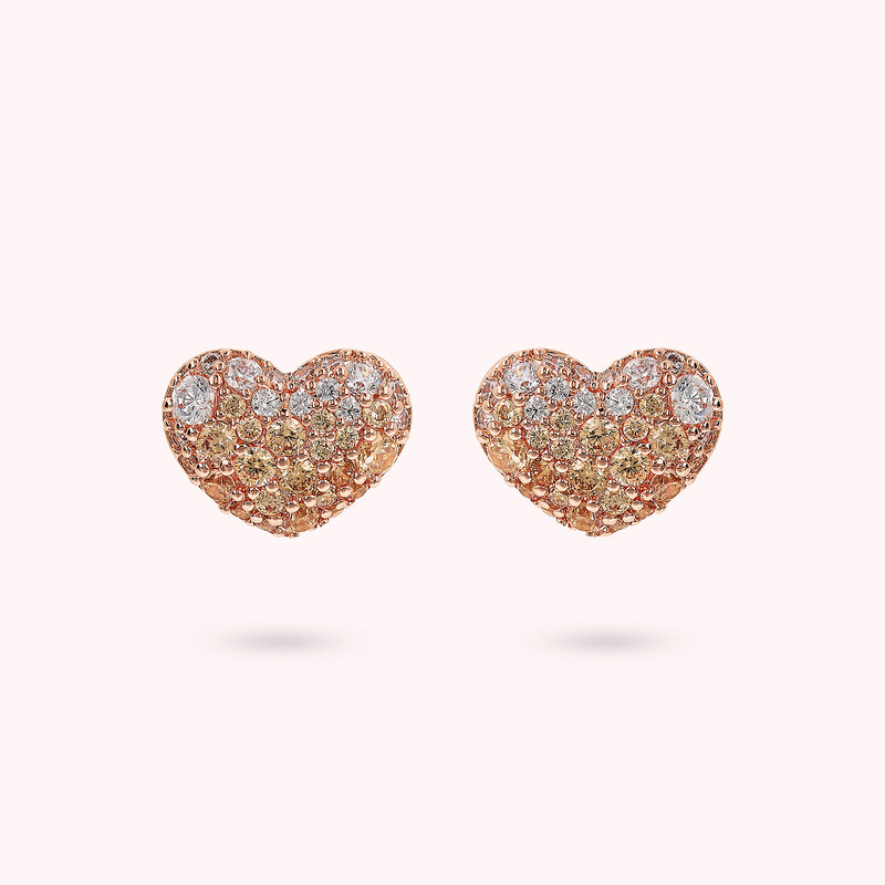 Lobe Heart Earrings with Pavé in Cubic Zirconia