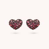 Lobe Heart Earrings with Pavé in Cubic Zirconia