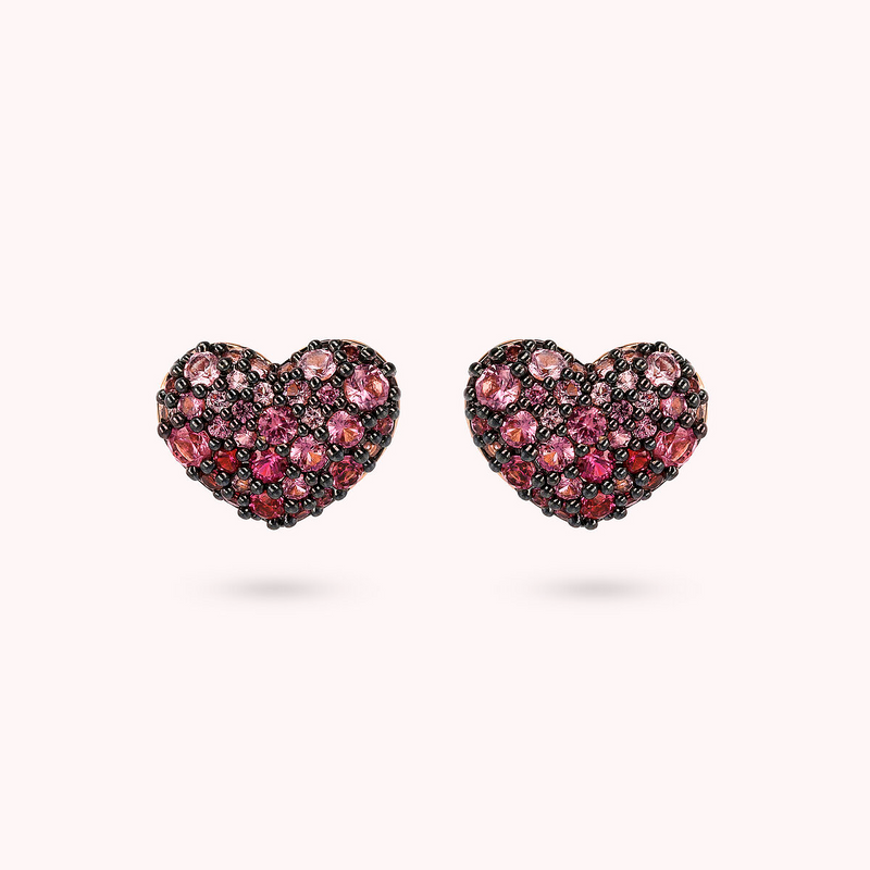 Lobe Heart Earrings with Pavé in Cubic Zirconia