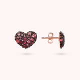 Lobe Heart Earrings with Pavé in Cubic Zirconia