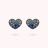 Lobe Heart Earrings with Pavé in Cubic Zirconia