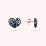 Lobe Heart Earrings with Pavé in Cubic Zirconia