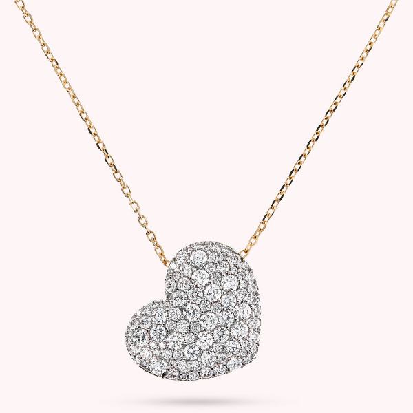 Collana Golden con Pendente Cuore Pavé in Cubic Zirconia