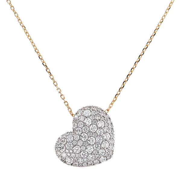 Collier Long Doré avec Pendentif Coeur Pavé en Oxyde de Zirconium