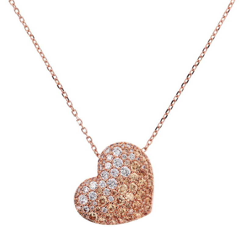 Cubic Zirconia Pavé Heart Pendant Necklace