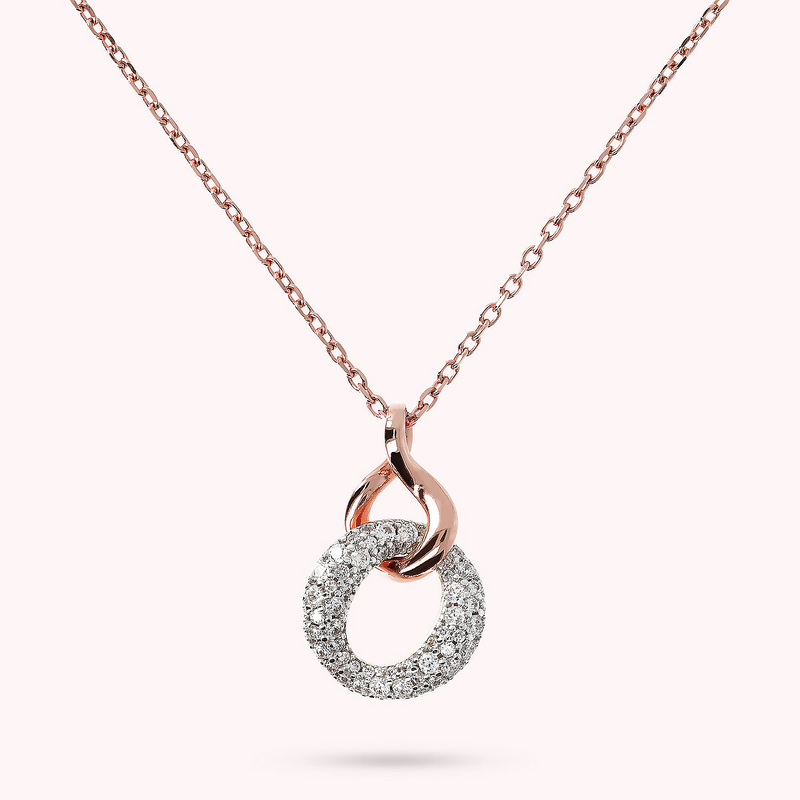 Double Pendant Necklace with Pavé in Cubic Zirconia