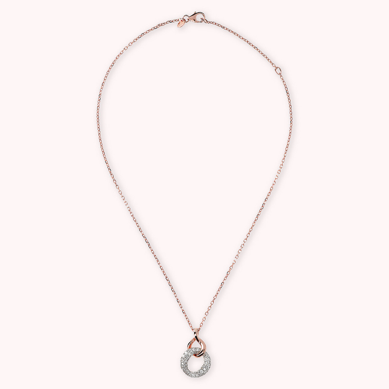 Double Pendant Necklace with Pavé in Cubic Zirconia