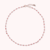 Rosary Necklace with Pink Quartzite Natural Stone