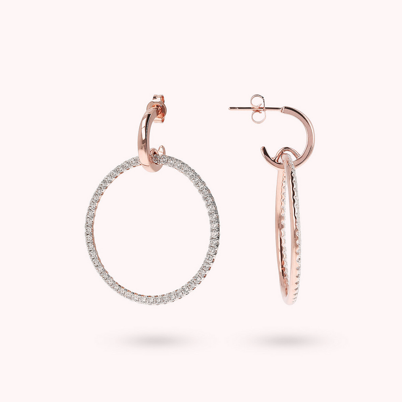 Boucles d'oreilles pendantes Lobe avec cercle pavé