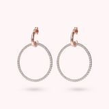 Lobe Pendant Earrings with Pavé Circle