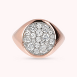 Small Chevalier Ring with Round Pavé in Black Spinel or Cubic Zirconia