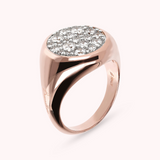 Small Chevalier Ring with Round Pavé in Black Spinel or Cubic Zirconia