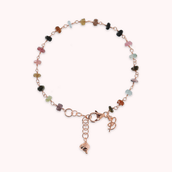 Bracelet Chapelet avec Pierre Tourmaline Multicolore