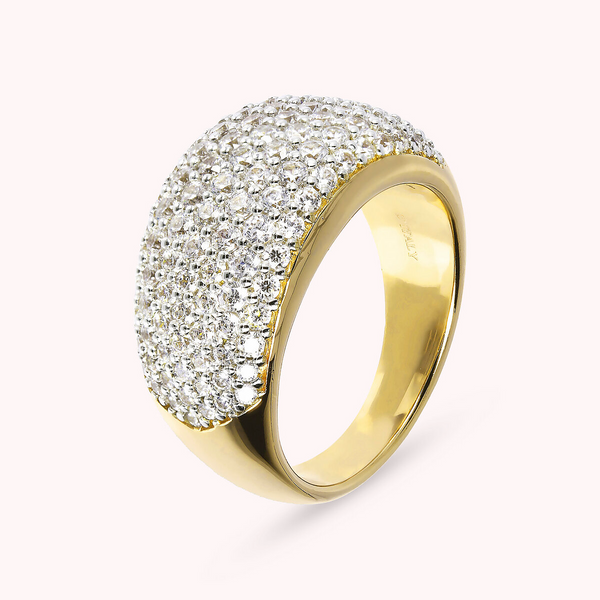 Golden Ring with Pavé in Cubic Zirconia