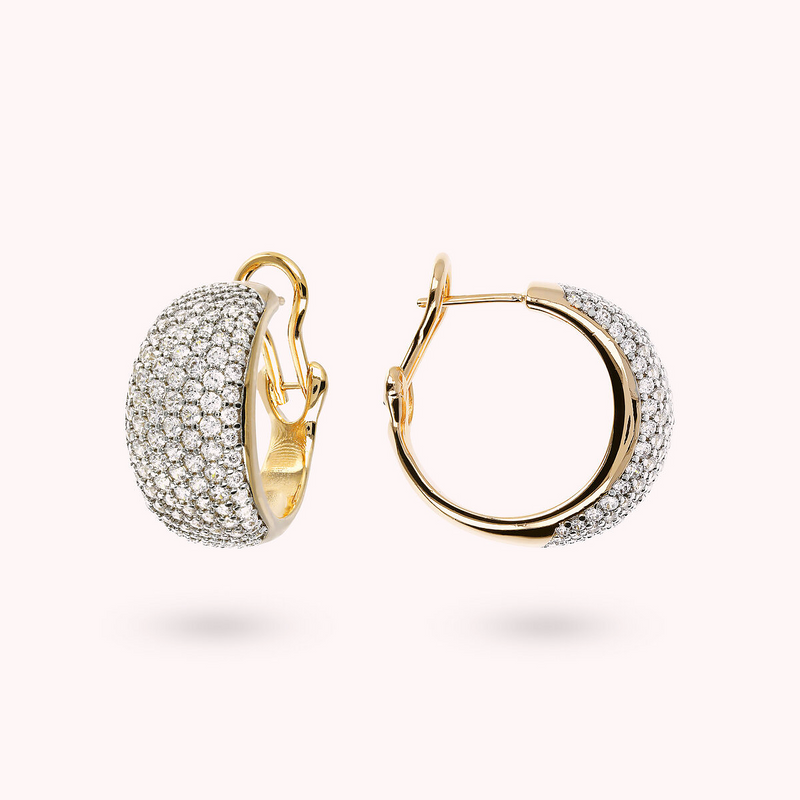 Golden Hoop Earrings with Pavé in Cubic Zirconia