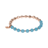 Elastic Bracelet with Natural Stones and Golden Rosé Spheres