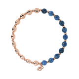 Elastic Bracelet with Natural Stones and Golden Rosé Spheres