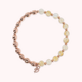 Bracciale Elastico con Pietre Naturali e Sfere Golden Rosé