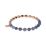 Elastic Bracelet with Natural Stones and Golden Rosé Spheres