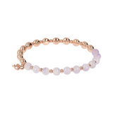 Bracelet Élastique avec Pierres Naturelles et Sphères Rosées Dorées