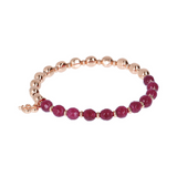 Bracelet Élastique avec Pierres Naturelles et Sphères Rosées Dorées