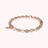 Bracciale Elastico con Pietre Naturali e Sfere Golden Rosé