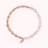 Bracciale Elastico con Pietre Naturali e Sfere Golden Rosé