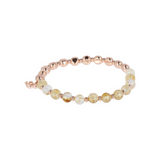 Elastic Bracelet with Natural Stones and Golden Rosé Spheres