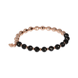 Elastic Bracelet with Natural Stones and Golden Rosé Spheres