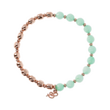 Bracelet Élastique avec Pierres Naturelles et Sphères Rosées Dorées