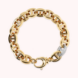 Bracciale Golden Catena Marina ed Elemento Pavé in Cubic Zirconia