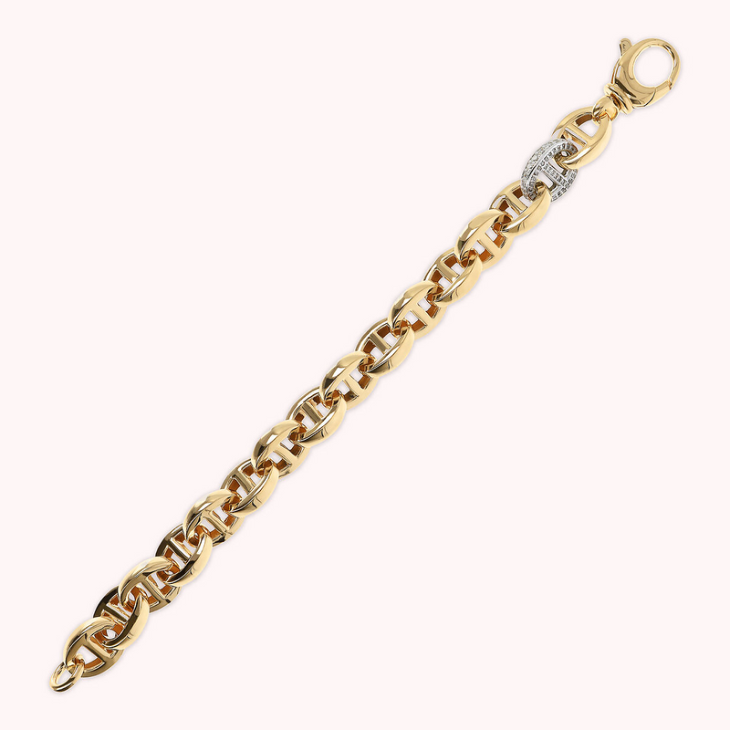 Bracciale Golden Catena Marina ed Elemento Pavé in Cubic Zirconia