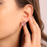 Lobe Heart Earrings in Natural Stone