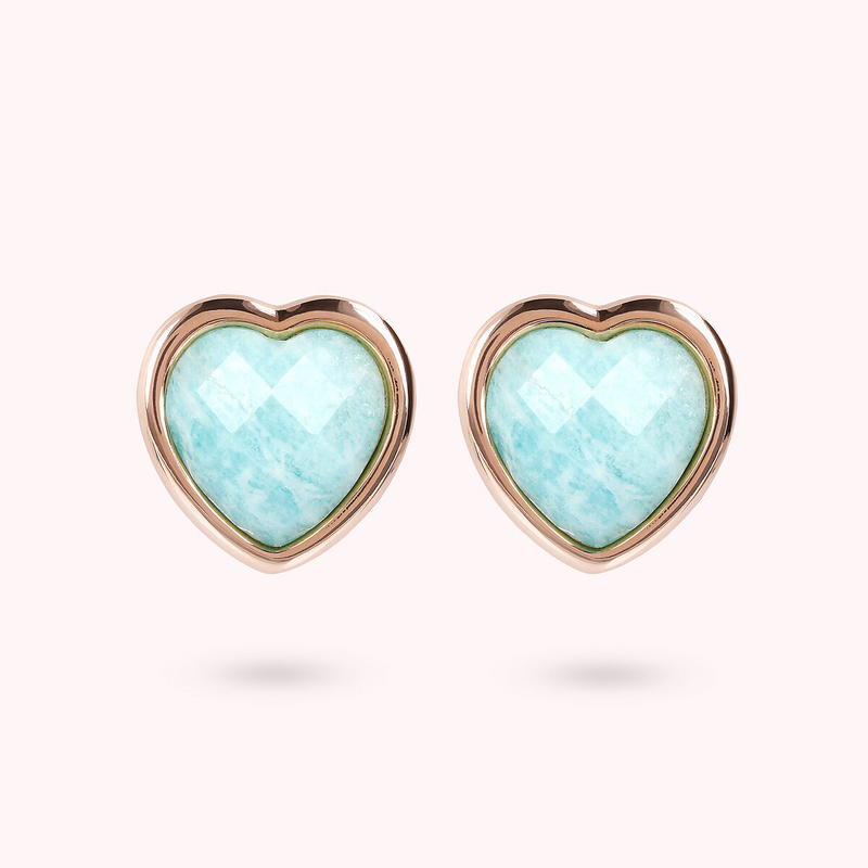 Lobe Heart Earrings in Natural Stone