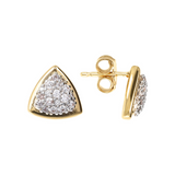 Golden Lobe Triangle Earrings with Pavé in Cubic Zirconia