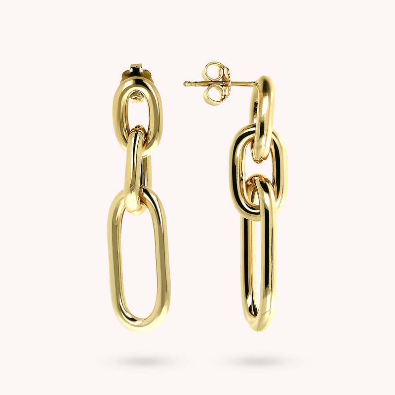 Golden Drop Earrings with Alternate Links