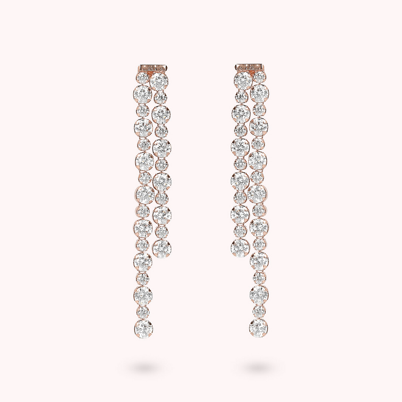 Boucles d'Oreilles Pendantes Double Tennis avec Cubic Zirconia