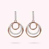 Triple Circle and Pavé Pendant Earrings