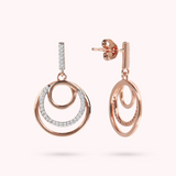 Triple Circle and Pavé Pendant Earrings