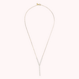 Golden Tie Necklace with Tennis Centerpiece in Cubic Zirconia