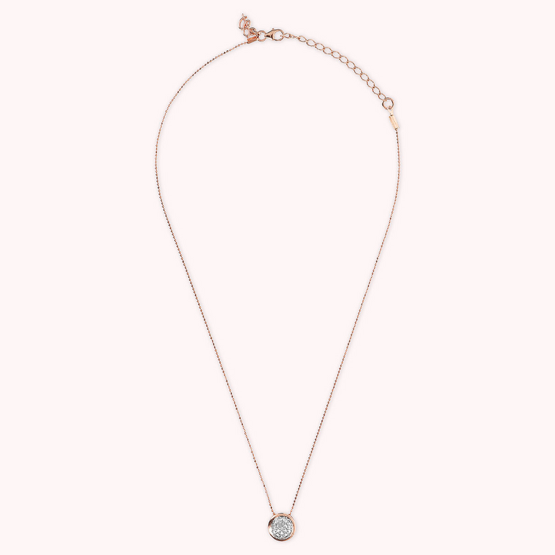 Necklace with Round Pavé Pendant in Cubic Zirconia