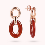 Pendant Earrings with Oval Natural Stones