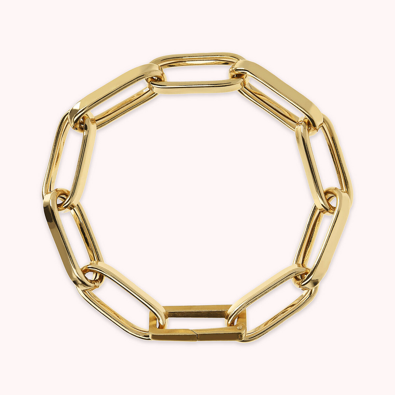 Thick Golden Paperclip Elongated Forzatina Chain Bracelet